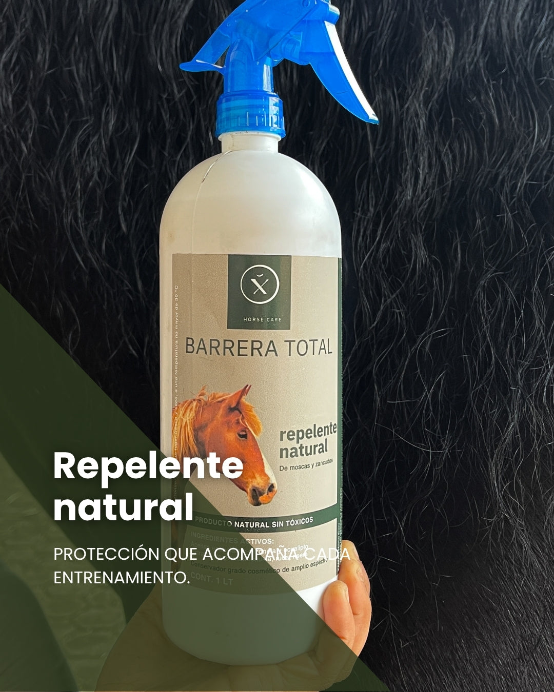 Barrera Total – Repelente Natural de Moscas y Zancudos para Caballos 1 L | Xaman Horse Care